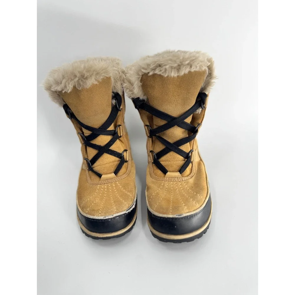 Sorel‎ Tivoli II Boots Women 7.5 Tan Suede Waterproof Faux Fur NL2089-373